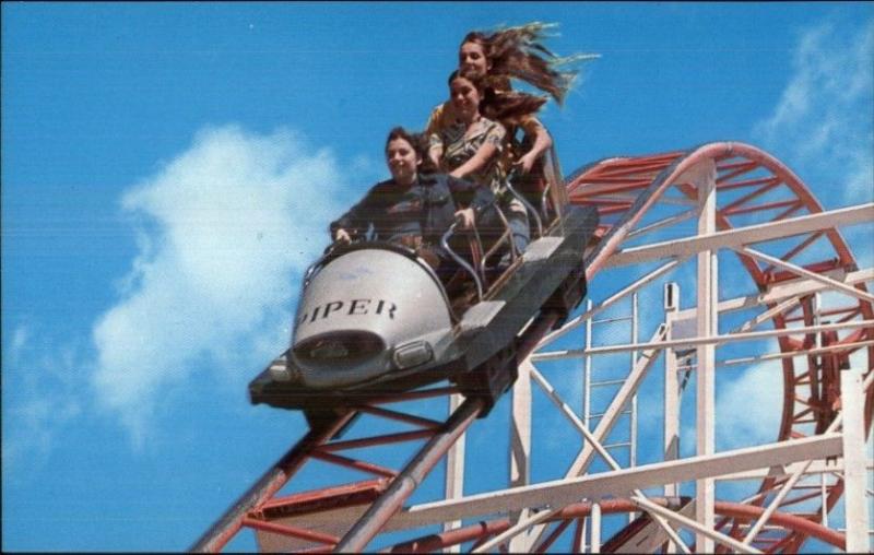 Roller Coaster JET STAR Santa Cruz CA Boardwalk Postcard 