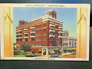 Vintage Postcard 1931 Hotel Wareham U.S. Route 40 Manhattan Kansas