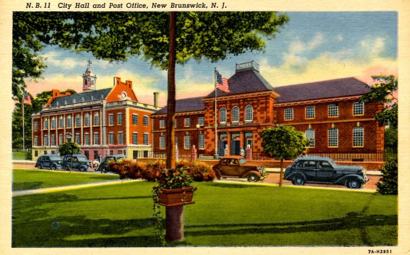 NJ - New Brunswick. City Hall and Post Office