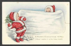 PPC A101* VINTAGE XMAS GREETING W/CHILDREN W/CUTOUT TO STAND UP UNPOSTED