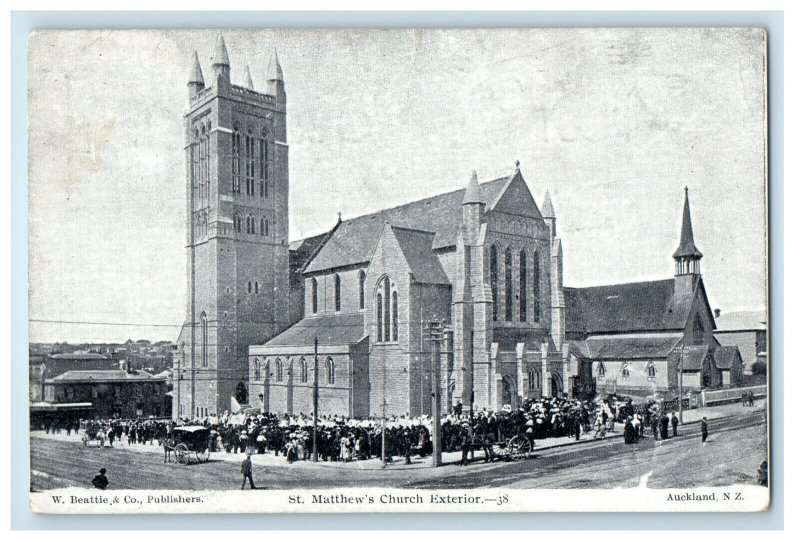 c1910 St. Matthews Church Exterior Auckland New Zealand NZ Antique Postcard