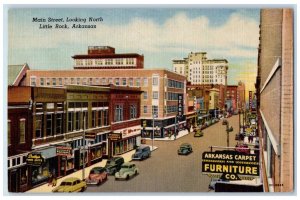 Little Rock Arkansas Postcard Main Street Looking North Aerial View 1940 Vintage