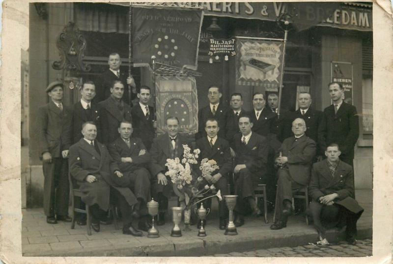 Belgium pool championship winners cups sportmen 1930s club members 11x17cm