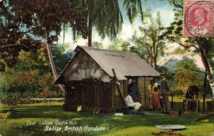 british honduras, BELIZE, East Indian Coolie Hut (1909) Postcard