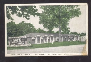 CAPE GIRARDEAU MISSOURI WEST MOUNT GARDEN COURT MOTEL ADVERTISING POSTCARD