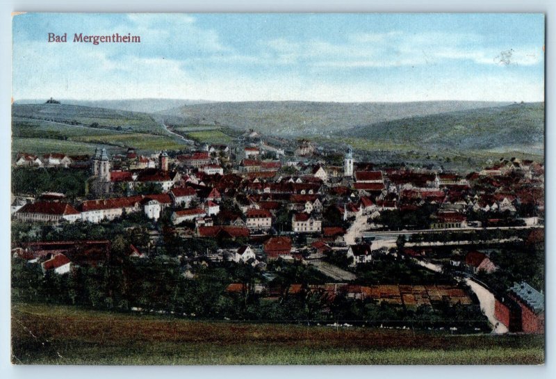 Baden-Württemberg Germany Postcard Bad Mergentheim Town Aerial View c1910