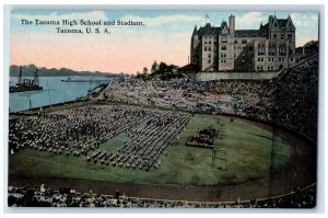 1917 Tacoma High School And Stadium School Scene Tacoma Washington WA Postcard 