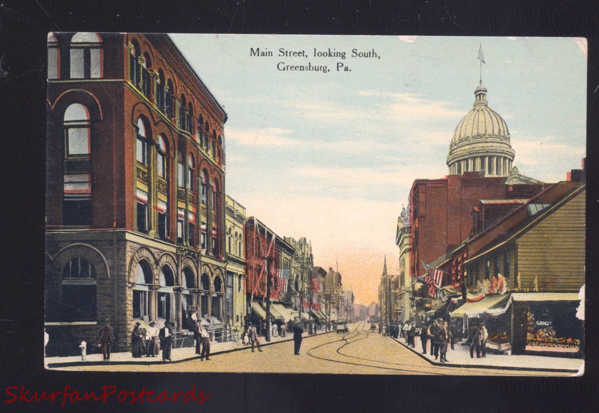 Greensburg Pennsylvania Downtown Main Street Scene Vintage Postcard PA