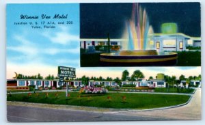 YULEE, FL Florida ~ Roadside WINNIE VEE MOTEL c1950s  Nassau County Postcard