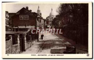 Old Postcard Paris Montmartre The Street From & # 39Abreuvoir Sacre Coeur Mon...