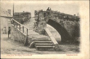 Crowland Lincolnshire Old Bridge 1900s-20s Vintage Postcard