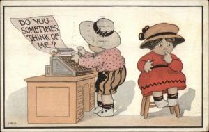 Cute Kids Romance - Typewriter DO YOU SOMETIMES THINK OF ME? c1910 Postcard