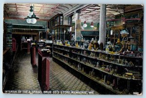 Milwaukee Wisconsin Postcard Interior Of The Spiegel Drug Co. Store 1908 Antique