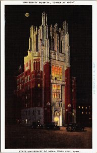 USA Iowa City  University Hospital State University Of Iowa Linen Postcard C030