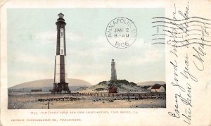 Old and new Lighthouses Cape Henry, Virginia USA 1906