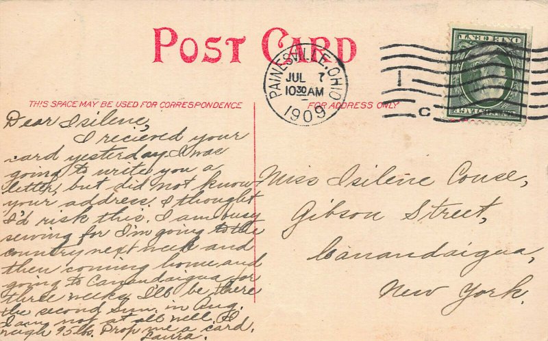 Lake County Court House, Painesville, Ohio, Early Postcard, Used in 1909