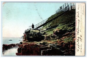 1907 Scene at The Forty Steps Newport Rhode Island RI Antique Posted Postcard 