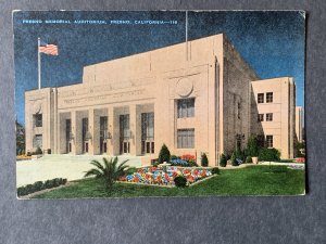 Fresno Memorial Auditorium Fresno CA Linen Postcard H1303082718