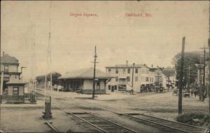 Oakland ME Depot Square Train Station c1910 Postcard