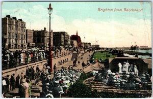 c1900s Brighton, East Sussex, England Beach Band Stand Event Photo Postcard A81