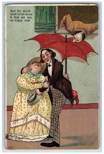 Mount Horeb Wisconsin WI Postcard Kissing Fat Woman Peeping Tom 1907 Antique