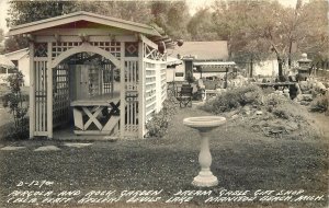 RPPC Postcard Michigan Manitou Beach Pergola Rock Gardens Dream Gable23-5381