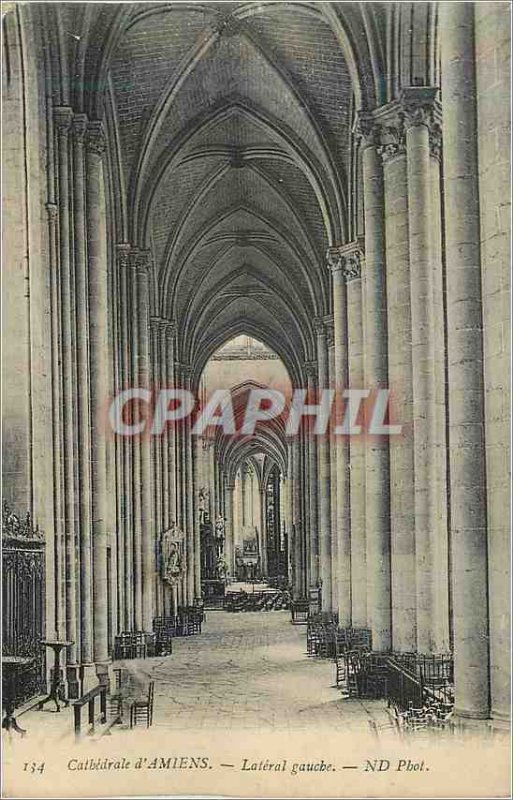 134 Old Postcard Cathedral of Amiens Left Side