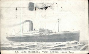 Steamer Steamship Twin Screw SS Lake Manitoba c1910 Vintage Postcard