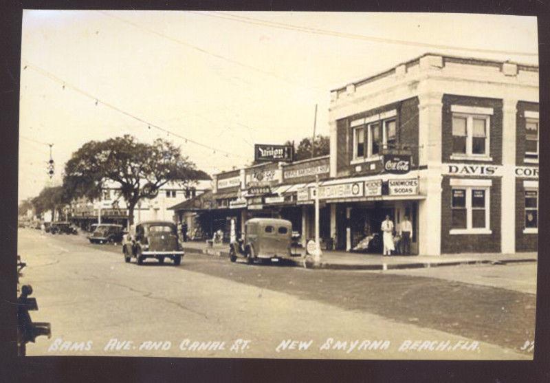 Real Photo New Smyrna Beach Florida 1930 S Cars Downtown Postcard Copy Hippostcard