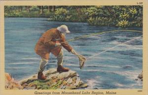 Maine Greetings From Moosehead Lake Region Fishing Scene