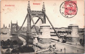 Hungary Budapest Elisabeth Bridge Vintage Postcard 09.40