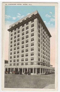 El Comodoro Hotel Miami Florida 1920c postcard