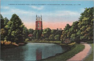 Postcard Lagoon Audubon Park Loyola University New Orleans LA