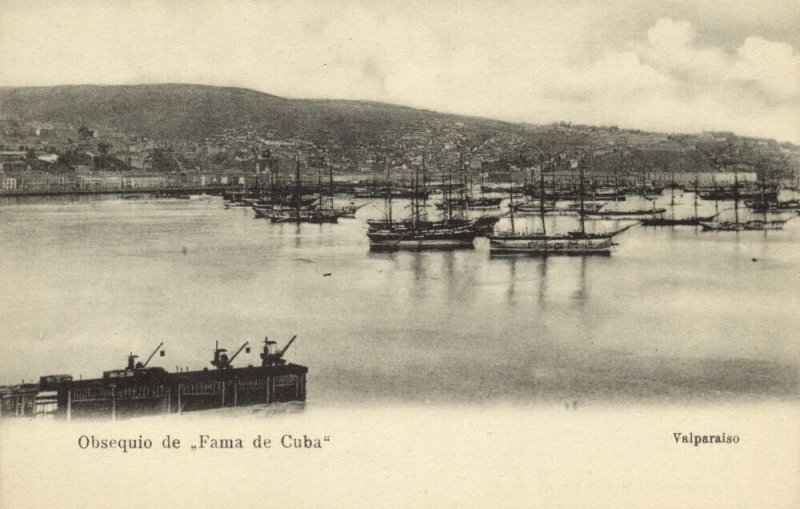 chile, VALPARAISO, Obsequio de Fama de Cuba, Harbour (1900s) Postcard