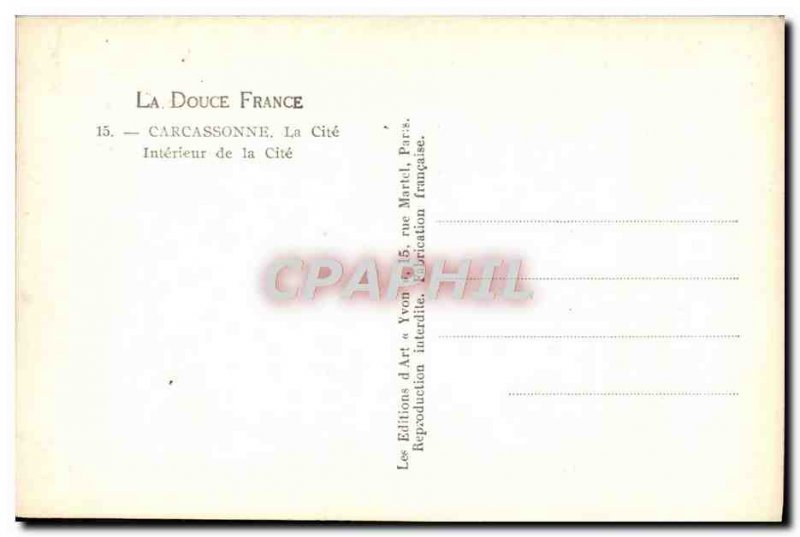Old Postcard Carcassonne La Cite de la Cite Interior