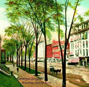 Broadway Street Looking North Saratoga Springs New York NY UNP UDB Postcard