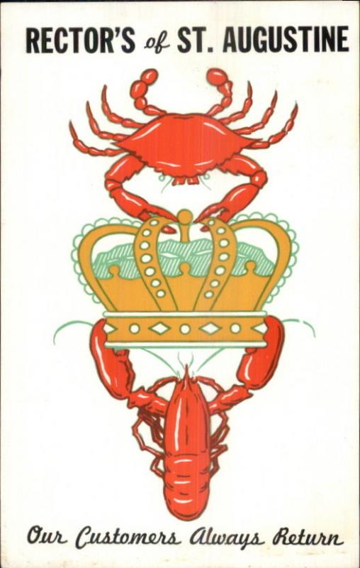 Lobster Crab & Crown Rector's of St. Augustine Postcard