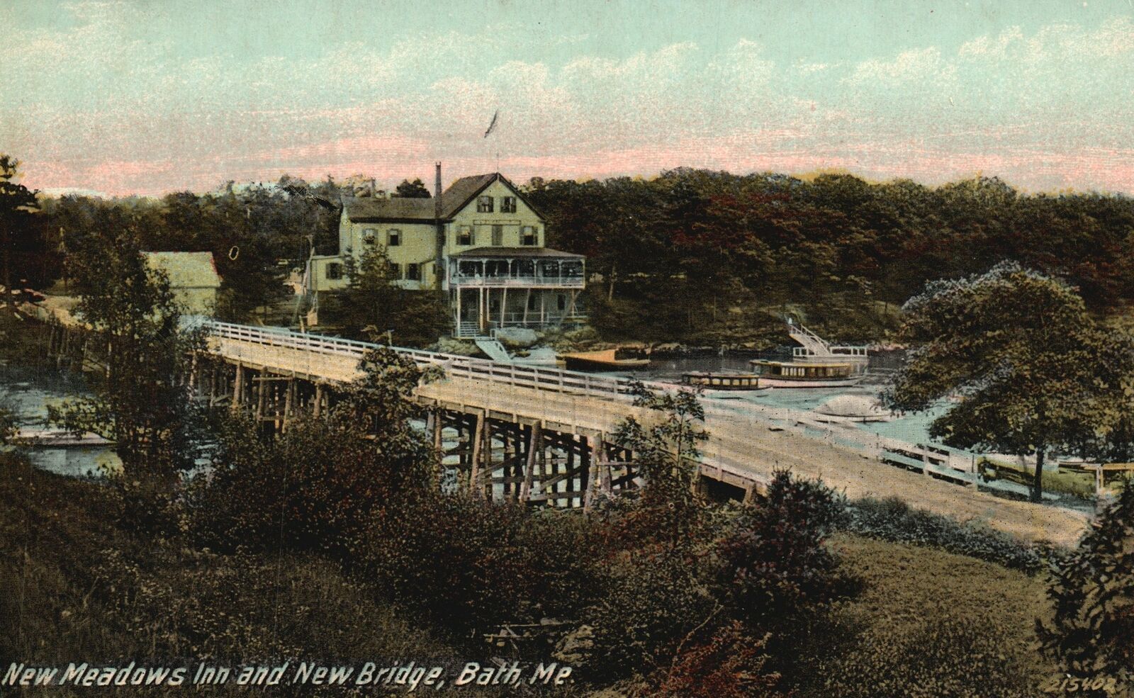 Vintage Postcard New Meadows Inn And New Bridge Bath Maine Leighton