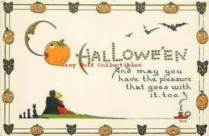 Halloween, JOL, Moon, Bats, JOL Cat Border, Bergman No. 9076