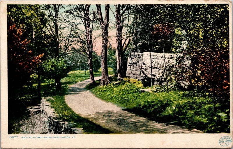 Vtg Burlington Vermont VT Rock Road Red Rocks 1908 Detroit Publishing Postcard