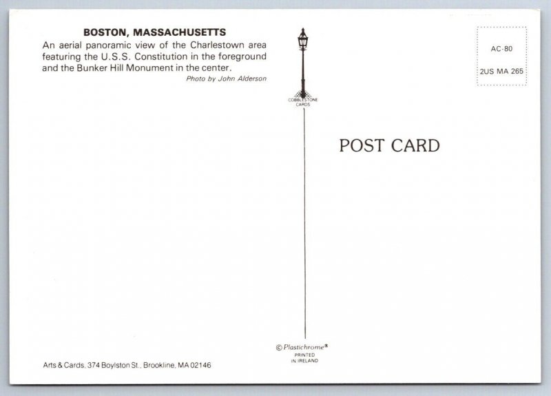 USS Constitution, Old Ironsides, Boston Massachusetts, Aerial View Postcard