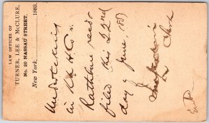 1883 Old Letter with Handwritten Text From Law Offices Of Turner Posted Postcard