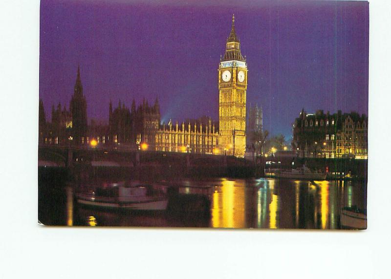 Postcard England Great Britain Big Ben Parliament at Night Scene  # 4885A 