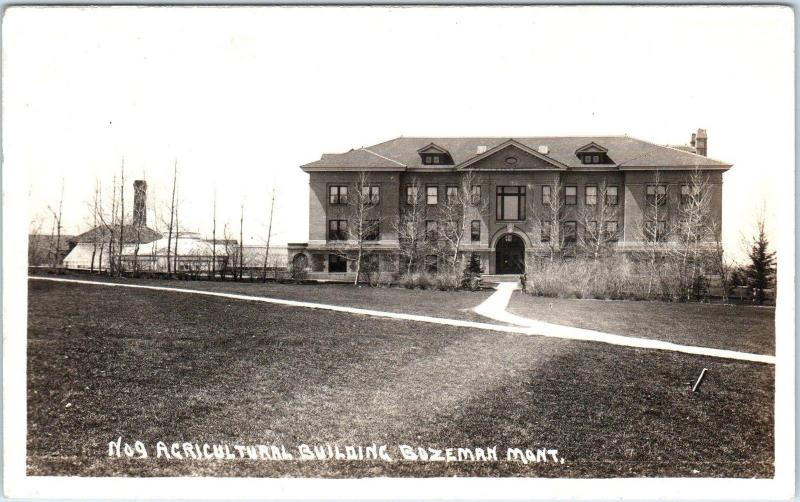 RPPC BOZEMAN, MT Montana  AGRICULTURAL BUILDING  State University 1921 Postcard