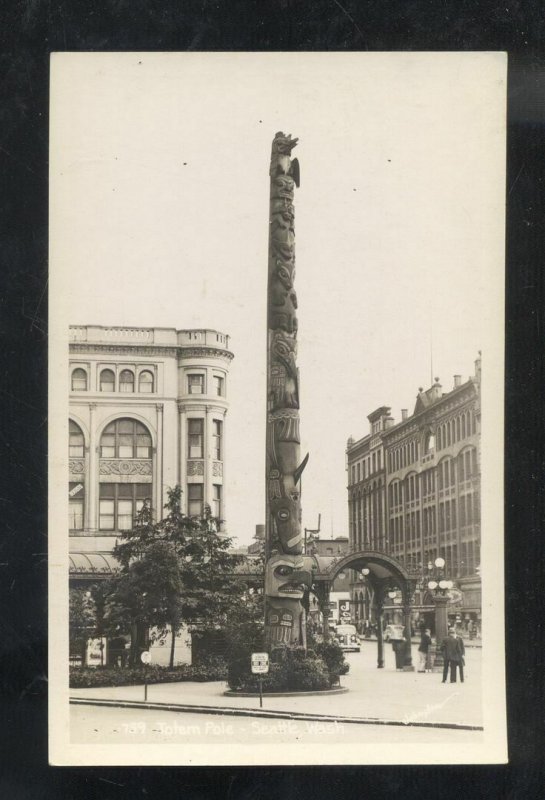 RPPC SEATTLE WASHINGTON DOWNTOWN INDIIAN TOTEM REAL PHOTO POSTCARD