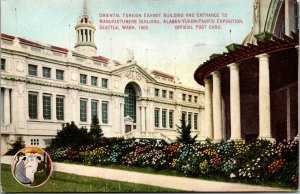 Vtg 1909 Oriental Foreign Exhibit Building Alaska Yukon Pacific Seattle Postcard