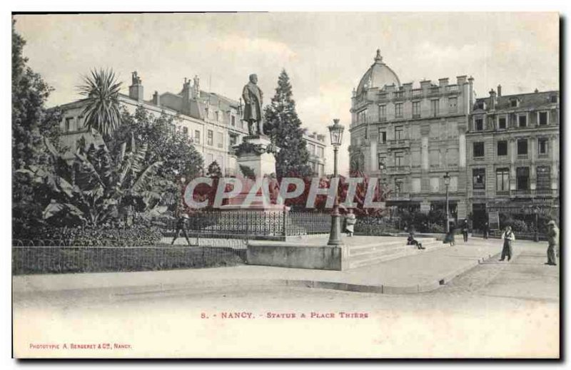 Old Postcard Nancy Statue and Place Thiers