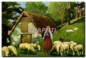 Modern Postcard St. Bernadette Keeping His Sheep has Bartres