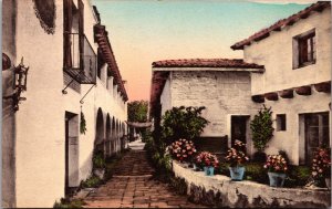 Hand Colored Postcard El Paseo, De La Guerra in Santa Barbara, California