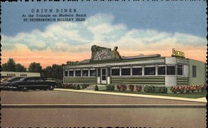 St Petersburg Florida FL Cajun Diner Vintage Postcard - Nice Linen